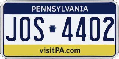 PA license plate JOS4402