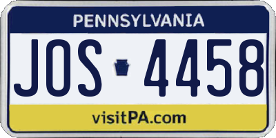 PA license plate JOS4458