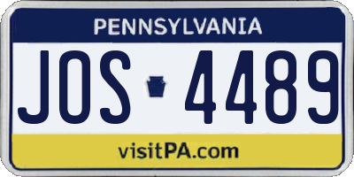 PA license plate JOS4489