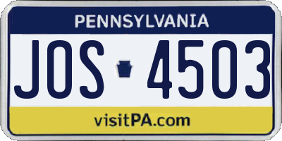 PA license plate JOS4503