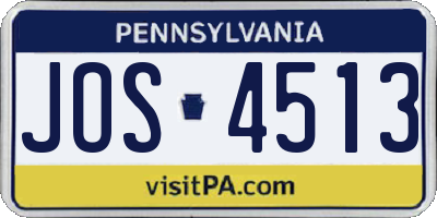 PA license plate JOS4513
