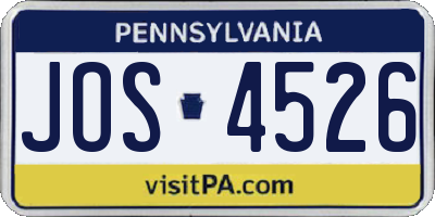 PA license plate JOS4526