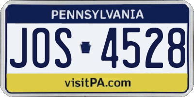 PA license plate JOS4528