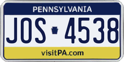 PA license plate JOS4538