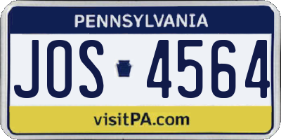 PA license plate JOS4564