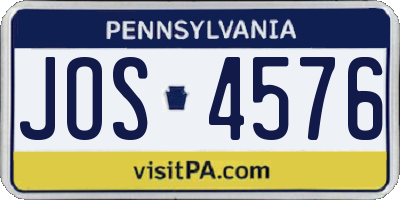 PA license plate JOS4576