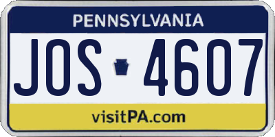 PA license plate JOS4607