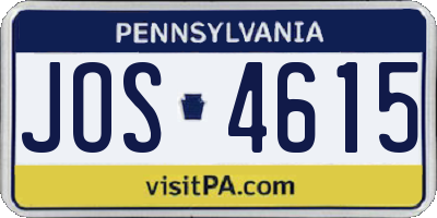 PA license plate JOS4615