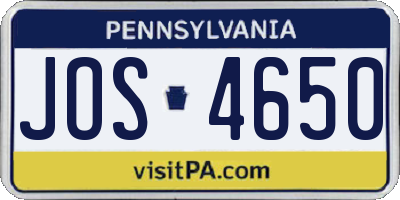 PA license plate JOS4650