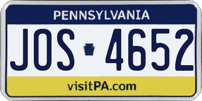 PA license plate JOS4652