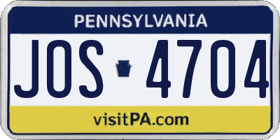 PA license plate JOS4704