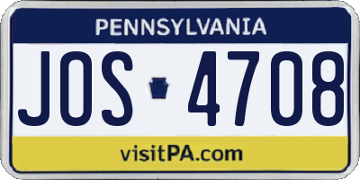 PA license plate JOS4708