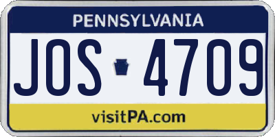 PA license plate JOS4709