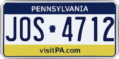 PA license plate JOS4712