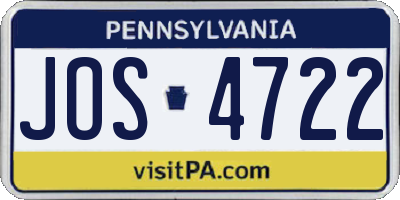 PA license plate JOS4722