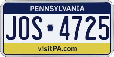 PA license plate JOS4725