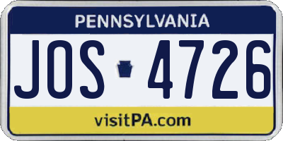 PA license plate JOS4726