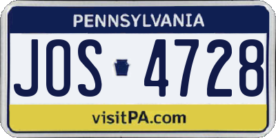 PA license plate JOS4728
