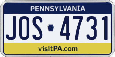 PA license plate JOS4731