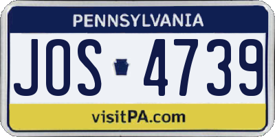 PA license plate JOS4739