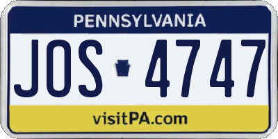 PA license plate JOS4747