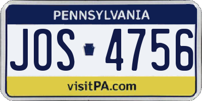 PA license plate JOS4756