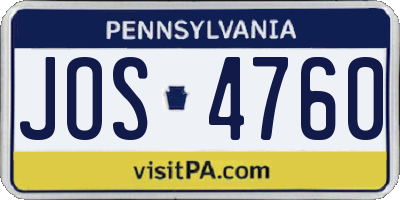 PA license plate JOS4760