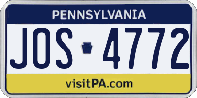 PA license plate JOS4772