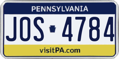 PA license plate JOS4784
