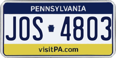 PA license plate JOS4803