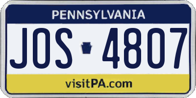 PA license plate JOS4807