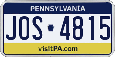 PA license plate JOS4815