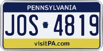 PA license plate JOS4819
