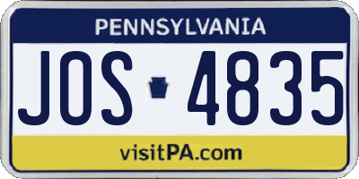 PA license plate JOS4835
