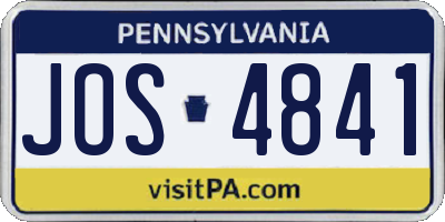 PA license plate JOS4841