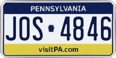 PA license plate JOS4846