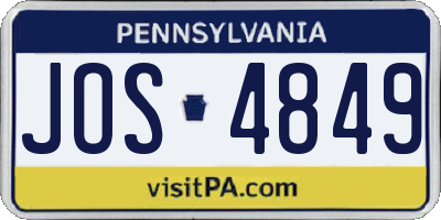 PA license plate JOS4849
