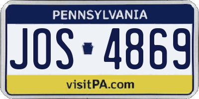 PA license plate JOS4869