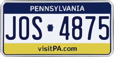 PA license plate JOS4875