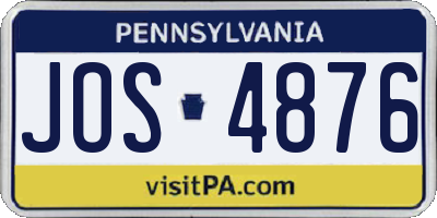 PA license plate JOS4876