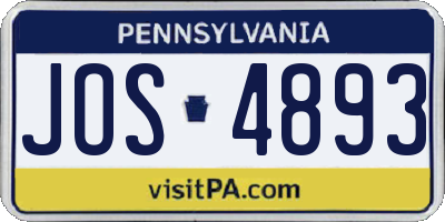 PA license plate JOS4893