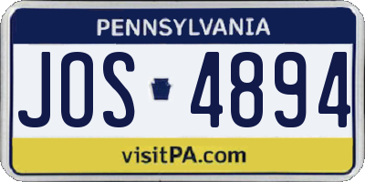 PA license plate JOS4894