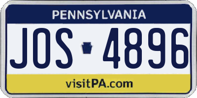 PA license plate JOS4896