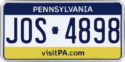 PA license plate JOS4898