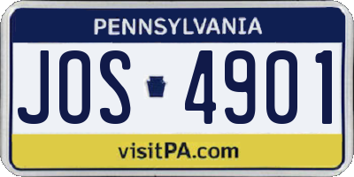 PA license plate JOS4901