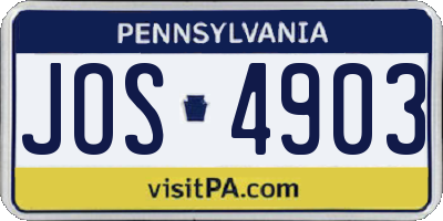 PA license plate JOS4903