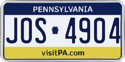 PA license plate JOS4904