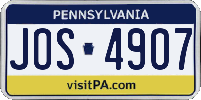 PA license plate JOS4907