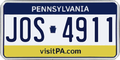 PA license plate JOS4911