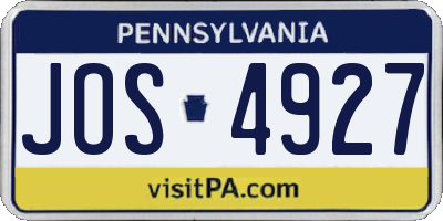 PA license plate JOS4927